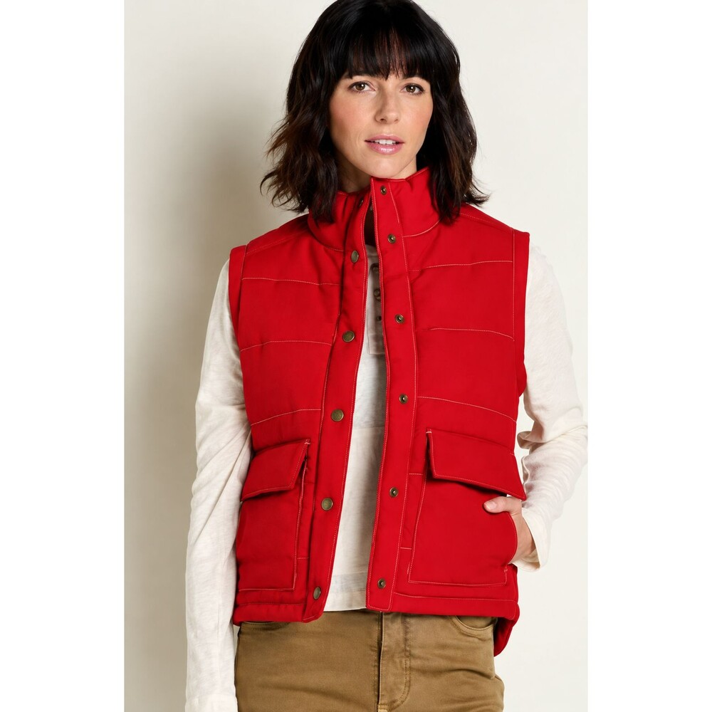 NEW Toad & Co Women's Forester Pass Vest Jacket Red Plaid Lined Puffer Medium